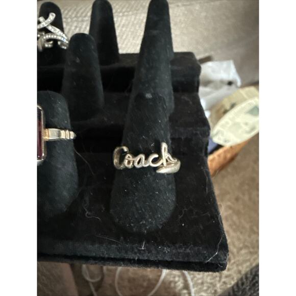 Authentic Coach Logo Sterling Silver Ring Sz 6.5 - Picture 1 of 4
